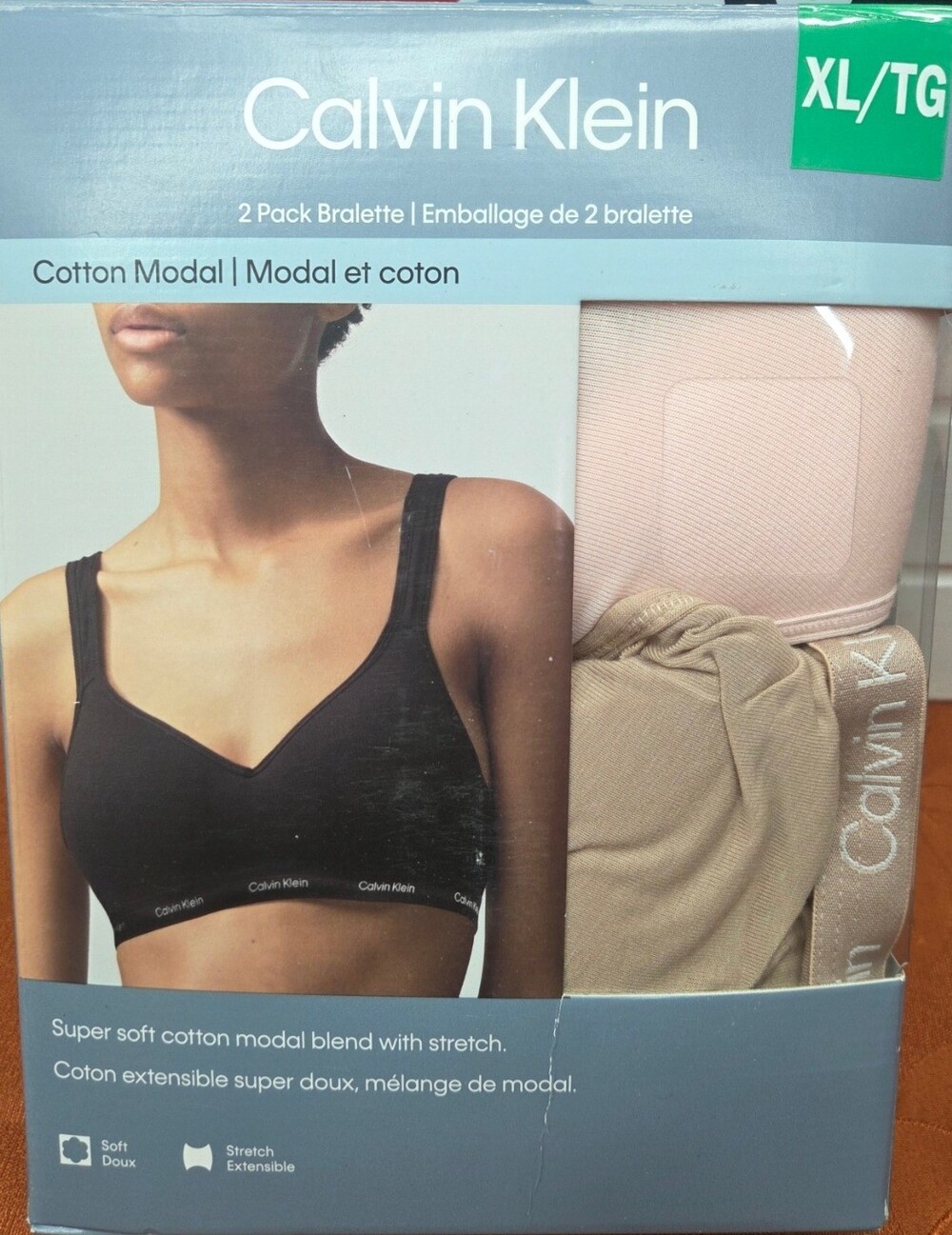 Calvin Klein Cotton Modal Bralette 2-Pack Women Nude & Pink XL